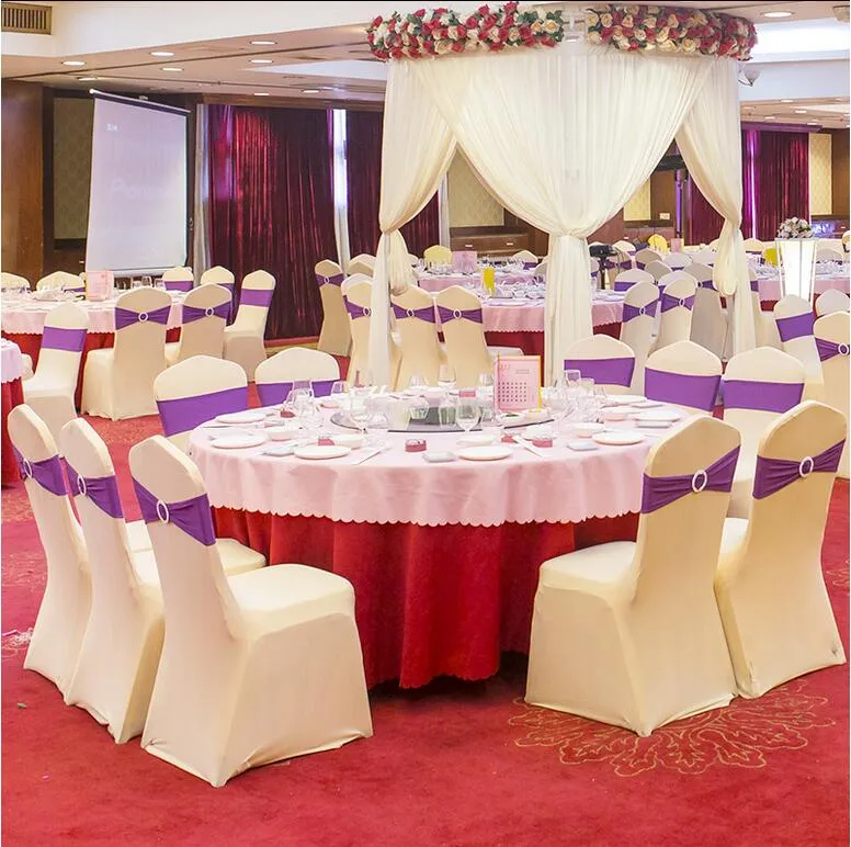 Wolesale chair cover wedding wedding pure color with thick white elastic high-end banquet chair cover WA0101