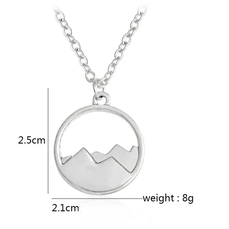 Everfast /mycket nytt mode Silhuett Snow Mountain Round Pendant Charm Halsband Sisters Girls Family Gift EFN044-F