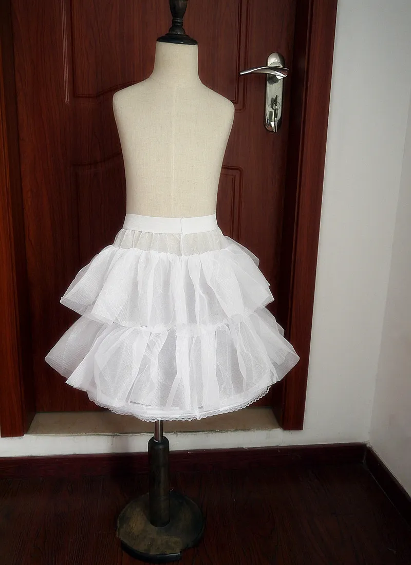 Flickor 'Petticoa Barn Petticoats Bröllop Brud Bridesmaid Tillbehör Crinoline Vit 1-Hoop 2-Layer Flower Girl Dress Kid Underskirt