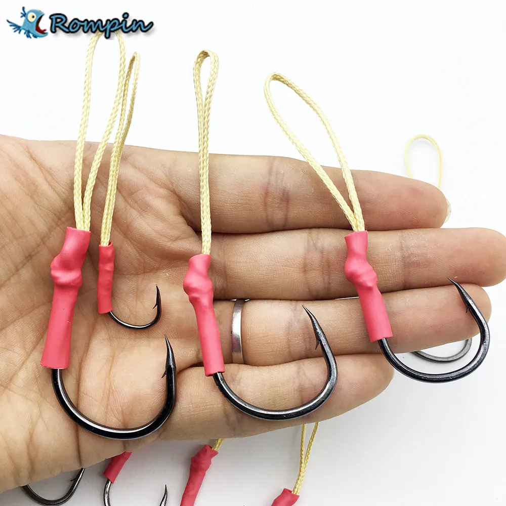 Rompin 5pcslot stainless Steel Fishing Hook With PE Line jigging lure Assist sea Fish hooks Carp Fishing tackle size 101002825838