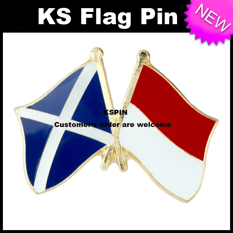 İskoçya Endonezya Bayrağı Rozeti Bayrak Pin 10 adet çok Ücretsiz kargo XY0088-1