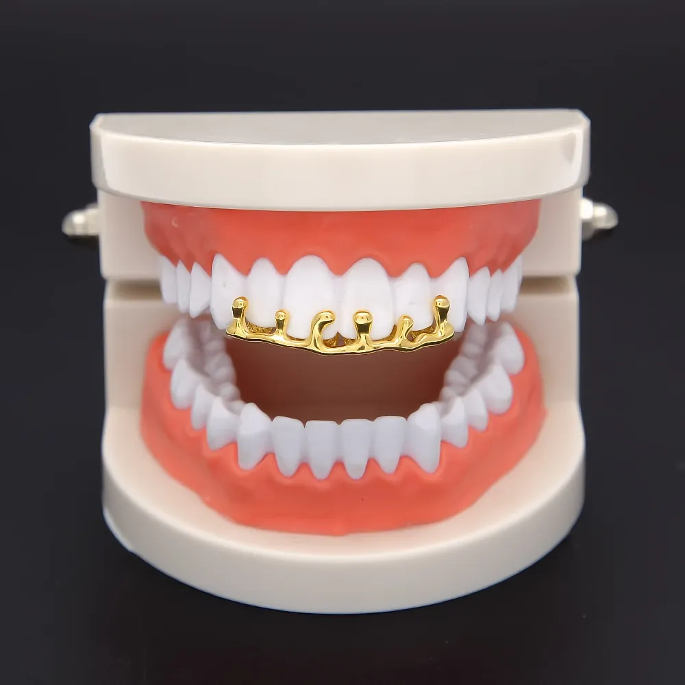 New Custom Fit cor Gold Teeth Hip Hop Drip Grillz Caps Lower Inferior Grill prata Grills