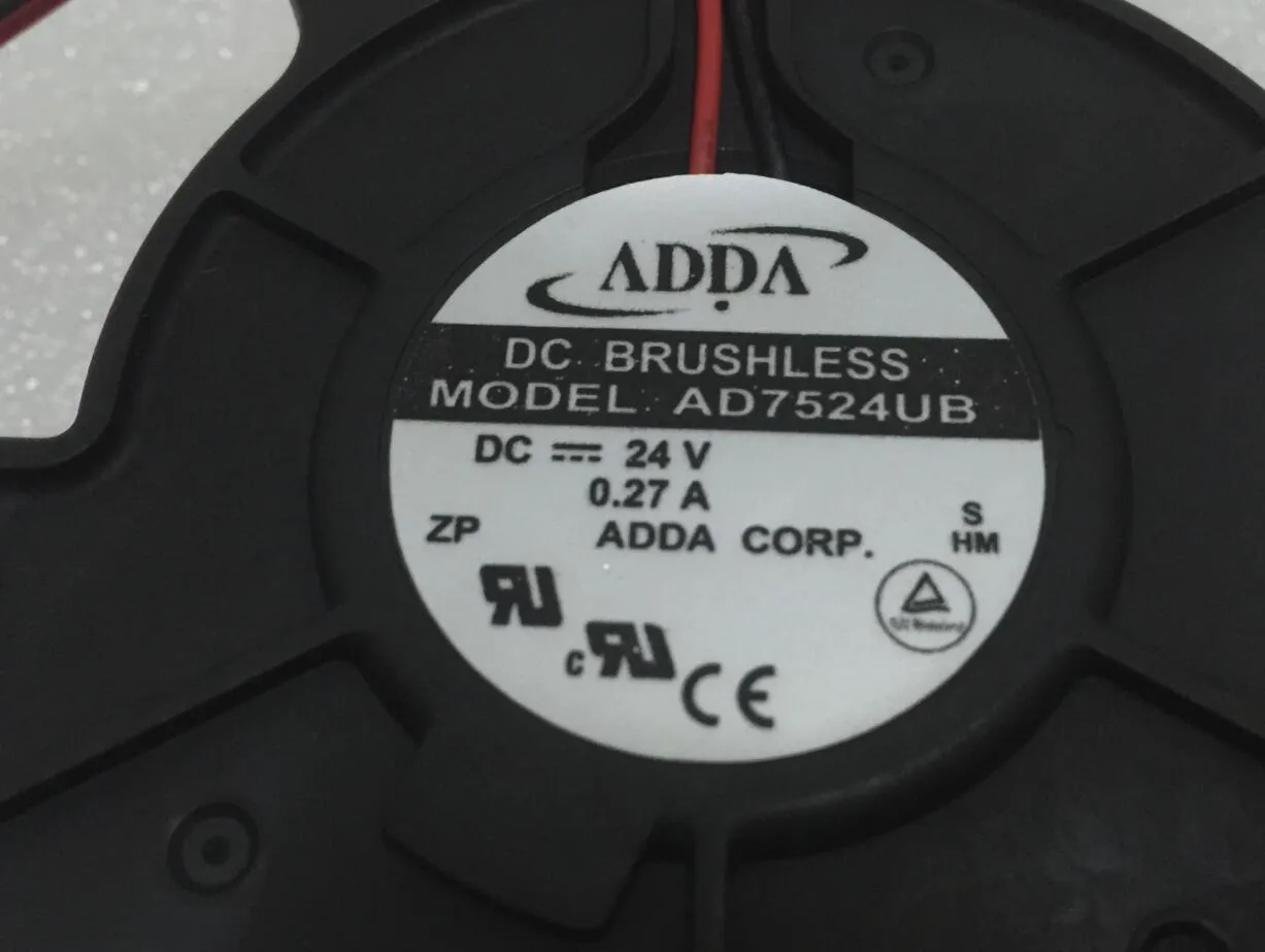 ADDA AD7524UB, S DC 24V 0.27A 2 선 70mm 75X75X30mm 서버 블로워 냉각 팬