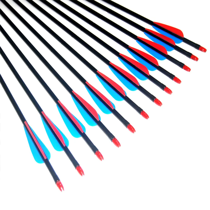 Fiber Glass Shaft Arrows 8mm Practice Archery Arrows with Points for Recurve Bow & Compound Bow Arrow Shooting