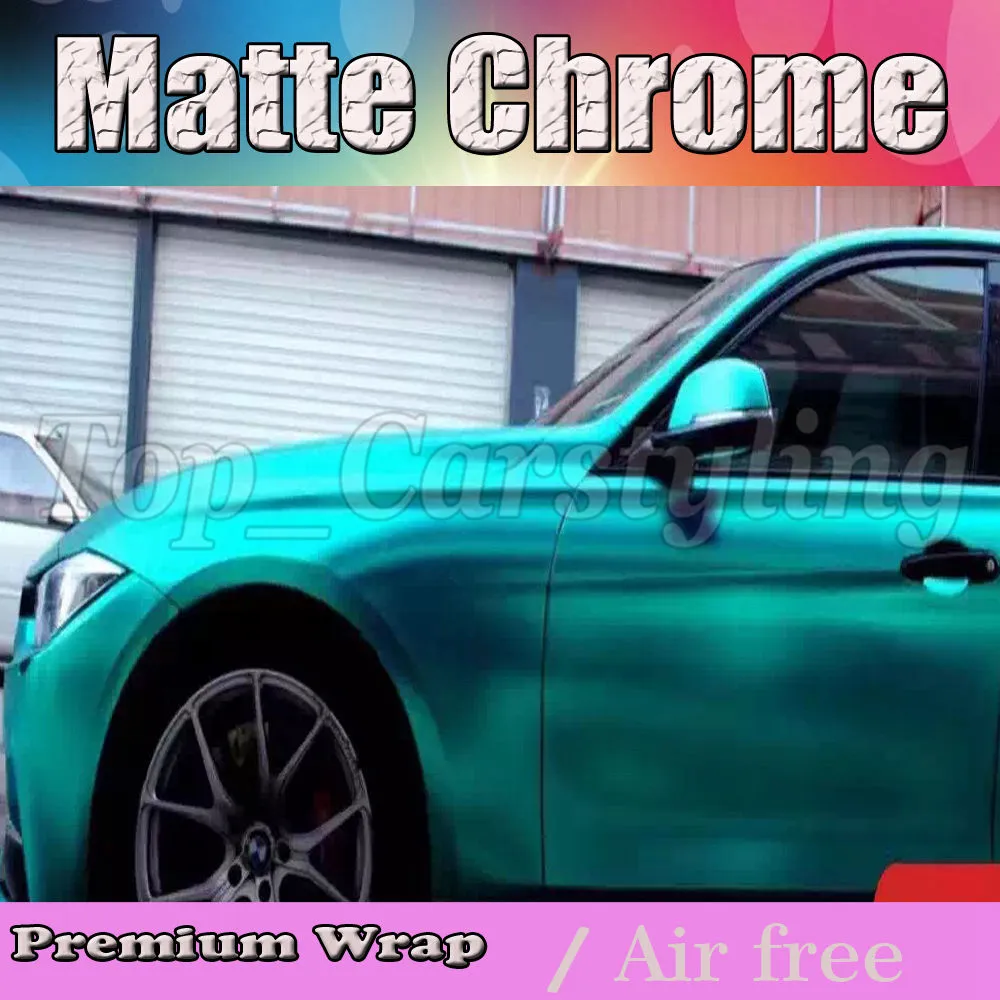 Tiffany Mat Chrome Vinyl Car Film z grafiką Sating Sating Chrome Bubble Bubble Satynowe Chrome