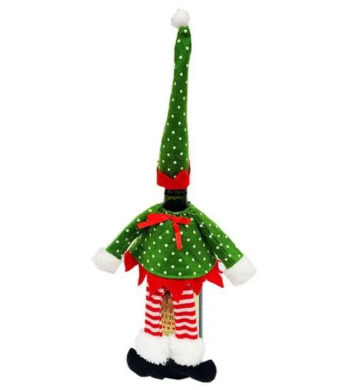 Fashion Hot Christmas Decoration Supplies Polka Dot /Stripe Red Wine Bottle Cover Påsar till julhem Fest Red Wine Bottle Decor KD1