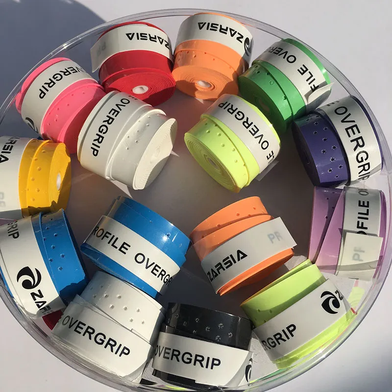 Vente en gros - (Couleurs assorties) Profil collant freel Grip de tennis, grip de raquette de tennis anti-alip, surgrip de raquette de badminton squash 60pcs