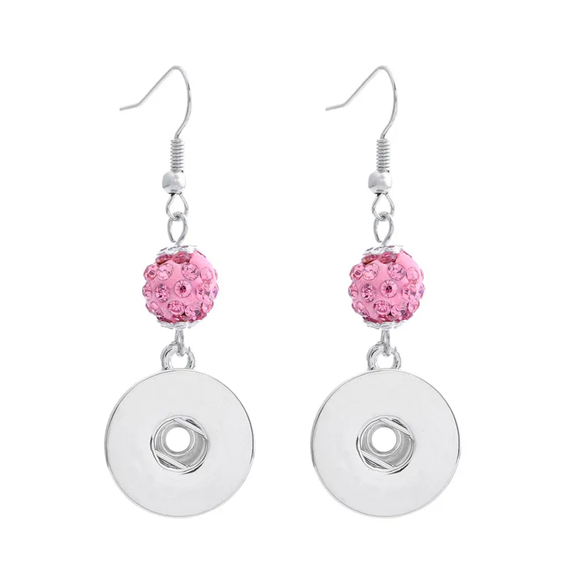 Noosa Rhinestone Drop Earring fit 18mm Snap Button Snap Pendant Earrings Charms Gift Accessories