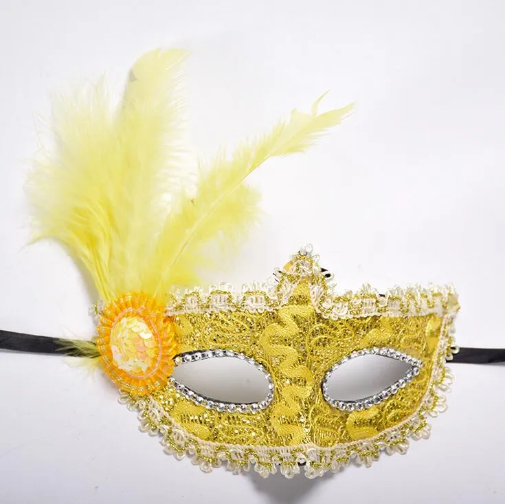 Ny ankomst kreativ ny halloween spets prinsessa dansmask läder fjäder liten hatt mask ph035 som dina behov