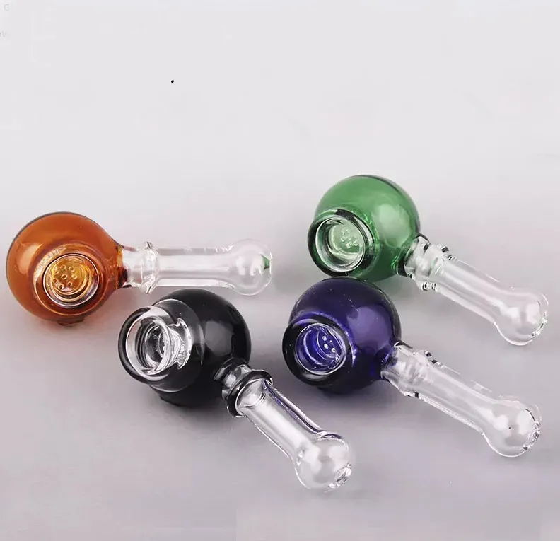 Tuyaux de brûleur à mazout en verre multicolores de vente chaude Tuyau à main en verre Dab Rig Bong avec écran à l'intérieur de 4 pouces de longueur