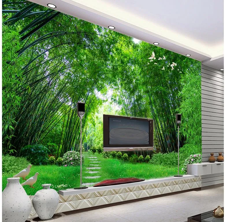 3D Bamboo Sea Forest Sfondo Murales Murale 3D Wallpaper 3D Wall Paper sfondo TV