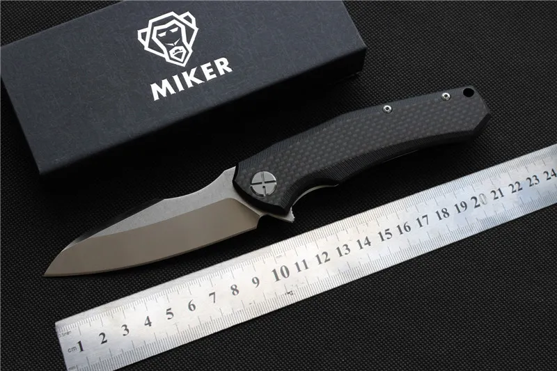 Frete grátis, MIKER Redesign ZT0850 Lâmina de faca dobrável: D2 (stonewash de cetim / preto) Lidar com: Rolamento de avião de fibra de carbono, ao ar livre EDC