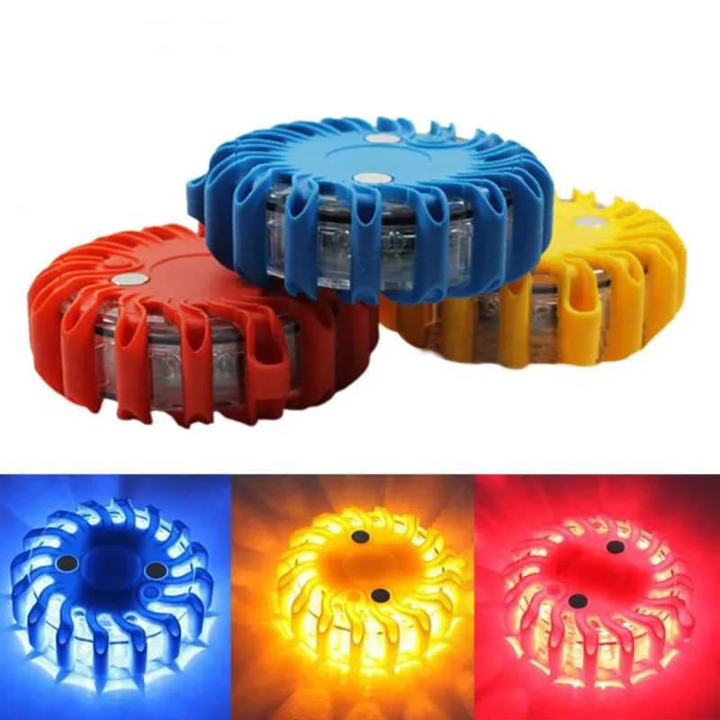 Super lumineux Auto 16 LED ronde balise d'urgence stroboscopique clignotant feux d'avertissement rond voiture toit barre lumineuse lumière de sécurité routière