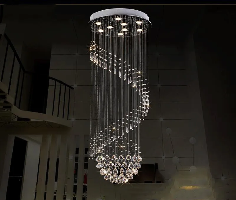 モダンクリスタルシャンデリアライト階段ぶら下げライトリビングルームLustres de Cristal Decoration LEDペンダント照明器具