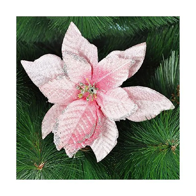 13CM 5.11 "Flashing Poinsettia Christmas Tree Ornaments Artificial Christmas Tree Decoration Event Party Supplies TO124