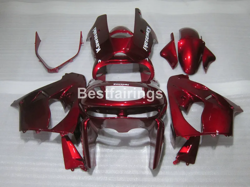 Najlepiej sprzedający się plastikowy zestaw do zwalczania dla Kawasaki Ninja ZX9R 98 99 Wine Red Bodywork Wishings Zestaw ZX9R 1998 1999 TY21