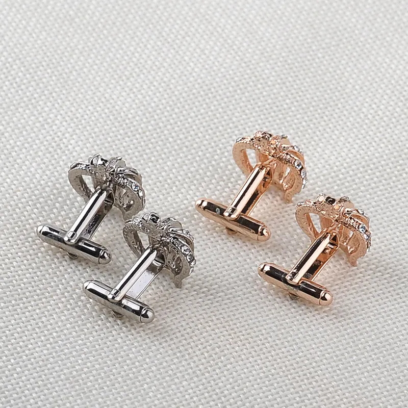 Fashion Elegant Maiden Set Drill Crown Cuff links Imperial Crown Cufflinks French Crown Cufflinks Stainless Steel Vintage Women Wedding Gift