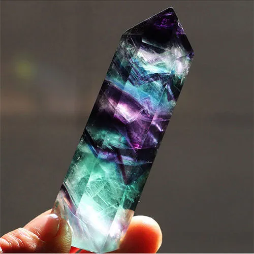 about 50-60g Natural Fluorite Quartz Crystal Wand Point Healing209q