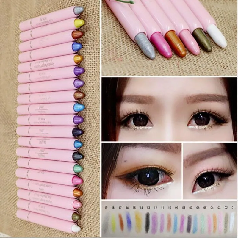 Sıcak satış 20 farklı renkler NANI beyaz işıltılı Göz Farı / Liner Kombinasyonu Aydınlık / Işıltılı eyeliner İpekböceği eyeliner 500 adet / grup