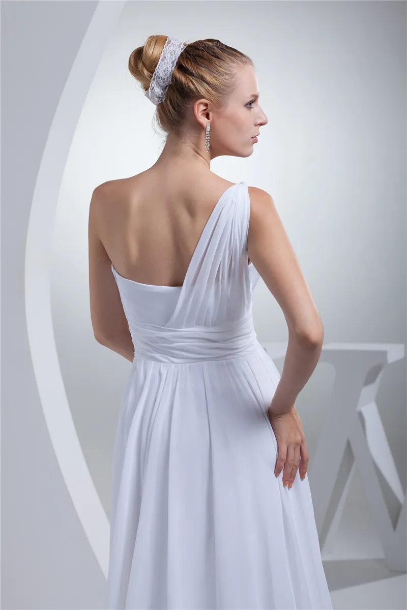 2017 Новый Элегантный Real Photo One Shoulder шифон свадебные платья A-Line лук плюс размер свадебные платья BM39