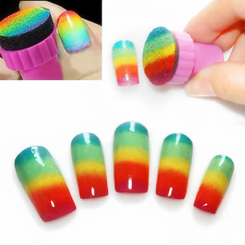 3 Sest DIY Nail Art Design Stamping 3 Stampers + 12 Changeable Sponges Shade Transfer Makeup Beauty Tools