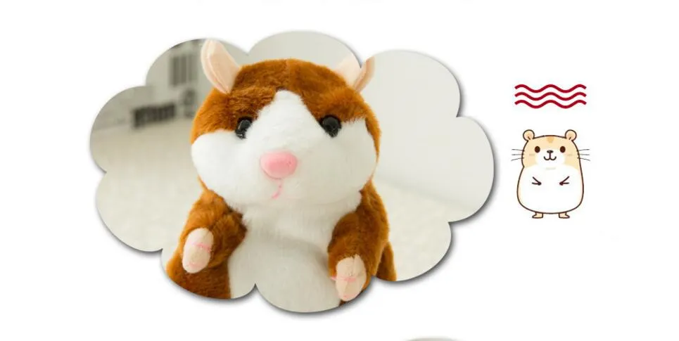 Mignon 15cm Anime Parlant Hamster En Peluche Cartoon Poupée Jouets Kawaii Parler Parler Son Record Hamster Parler Des Cadeaux De Noël pour Enfants