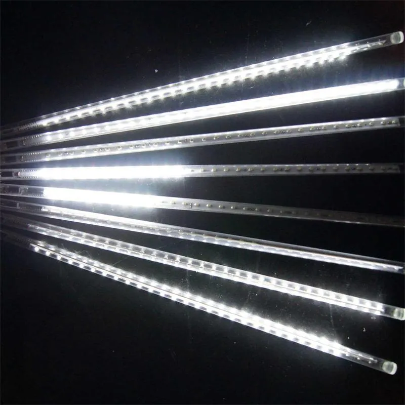 Lámpara de cuerda de ducha de meteoritos con energía solar de la luz navideña Strips LED Tubo de lluvia 30 50 Tubos de 80 cm EU US UK Au Plug