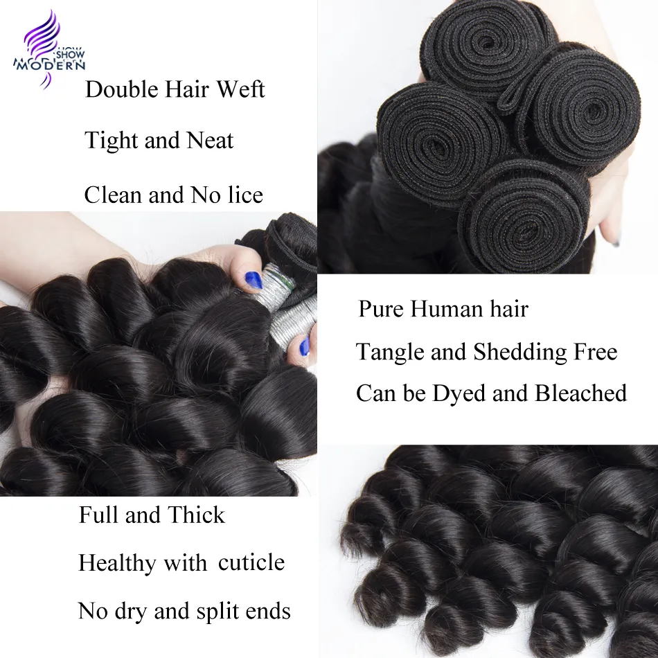 Brazilian Loose Wave Human Hair Weave 4 Bundles with Lace Frontal Pre Plucked Lace Frontal Closure with Bundles Brazilian Virgin Hair Weave