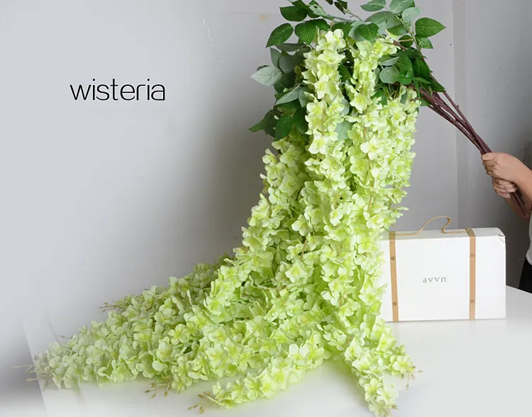 1,6 metrów sztuczne jedwabne kwiaty Dekoracje Wisteria Vine Rattan Wedding Backdrop Dekoracje Party Supplies