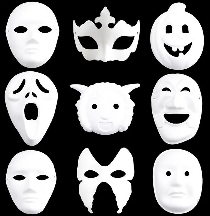 Melhor Máscara DIY Pintados À Mão Dia Das Bruxas Branco Máscara Facial Zorro Coroa Borboleta Máscara de Papel Em branco Masquerade Partido Máscaras de Cosplay