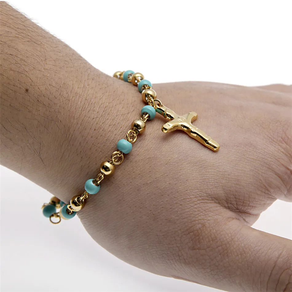Bracciale Con Croce E Perle Per Cresima E Battesimo - Gioiello Religioso Con Vergine Maria Per Ragazze