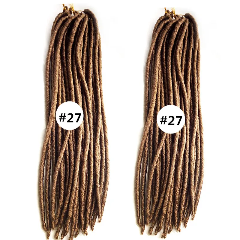 / mycket 3bundles crochet flätor syntetiskt hår dreadlocks flätor syntetiskt flätande hårförlängning brun, blu, fauc locs 24strands / pcs dreads