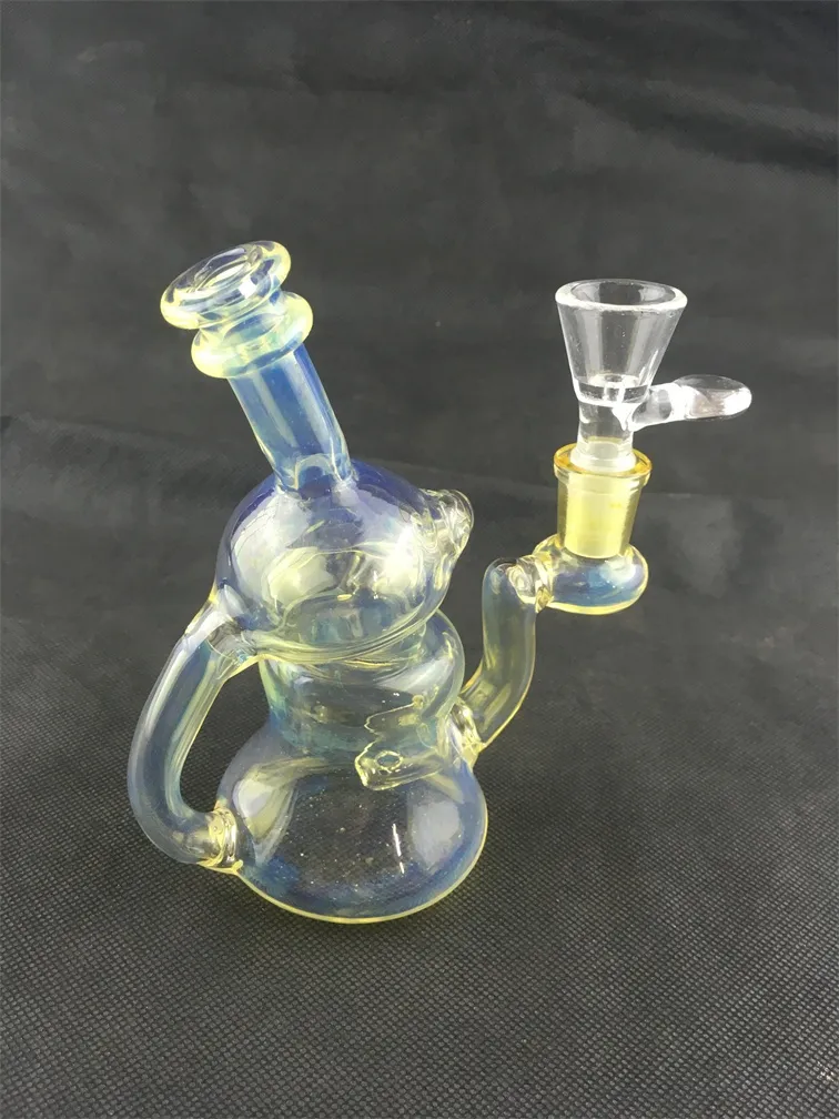 Glas Waterpijp Lichtgele Oliereilen Bong, Rookpijp, 14mm Joint Factory Outlet