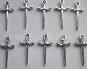 100st Vintage Antique Silver Sword Charms Pendant DIY Jewelry Fit Armelets Components Whole Fashion 1020mm N22133523211