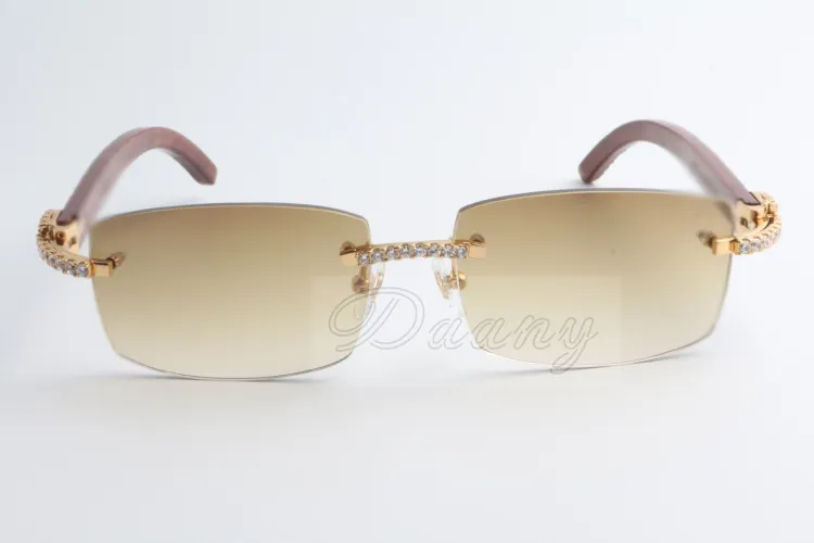 Nova edição limitada Grande diamante óculos de sol de alta qualidade Moda de madeira natural homens e mulheres óculos de sol 3524012 2 Tamanho: 56-18-135mm