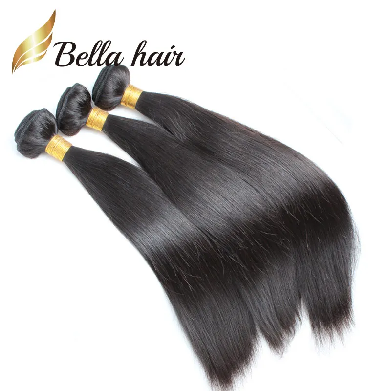 Quality Remy Hair Malaysian 9A Silky Straight Human Hair Virgin Extensions 3/4 Bundles Black Wave