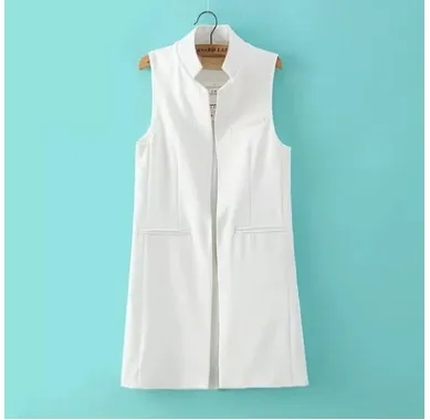 Women s Long Vest Coat Casual Sleeveless Waistcoat Jacket with Back Split