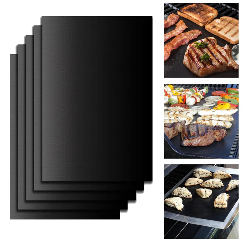 Wielokrotnego użytku Grill Grill Mat Pad Sheet Plate Portable Easy Clean Nonstick Bakewware Narzędzie do gotowania 40 * 33cm Akcesoria do grillowania