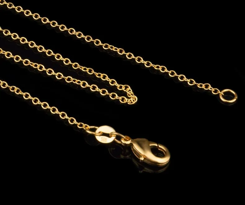 2017 vente chaude femme plaqué or Rose/or 1 MM chaîne fine collier fermoir mousqueton collier 18/20 pouces pendentif ajusté