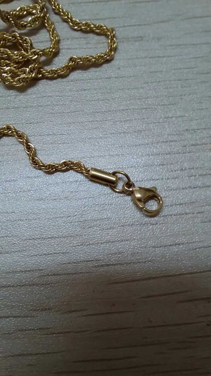 Märke DIY Kedjor Halsband för hängsmycke Män / Kvinnor Smycken Guldfärg Rostfritt stål 3mm Twisted Rope Chain Partihandel