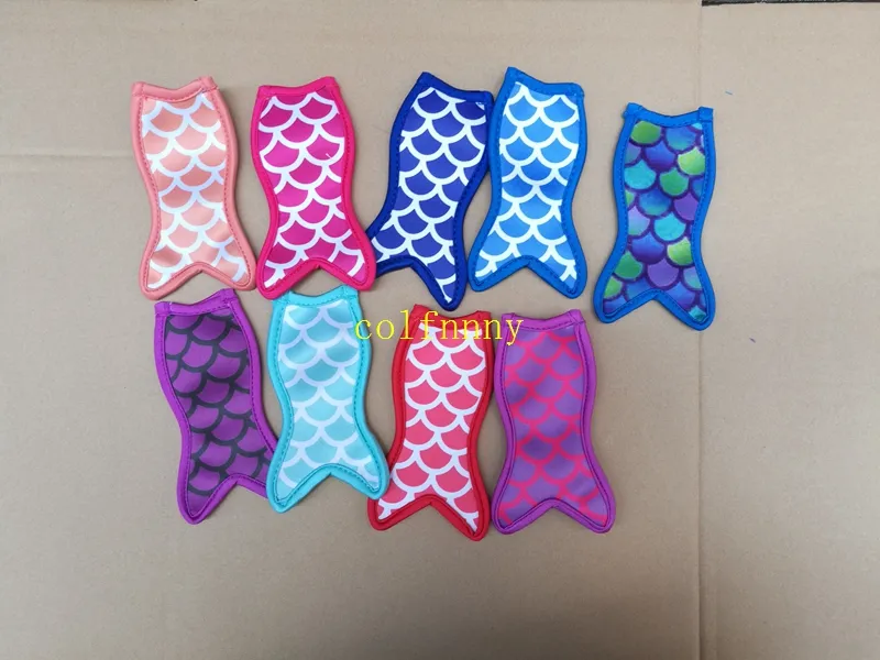 Fish Mermaid Neoprene Holders Ice Sleeves Freezer Holders 16x8.5cm For Kids Summer Kitchen Tools