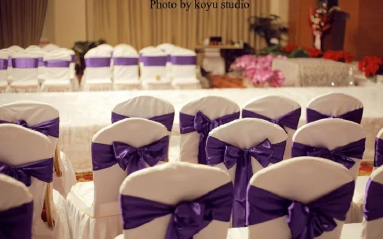 Kolor brzoskwini satynowy krzesło Sash Wysokiej jakości muszka na krzesło okładki szorstkie przyjęcie ślub el bankiet dekoracja domu cała 280p