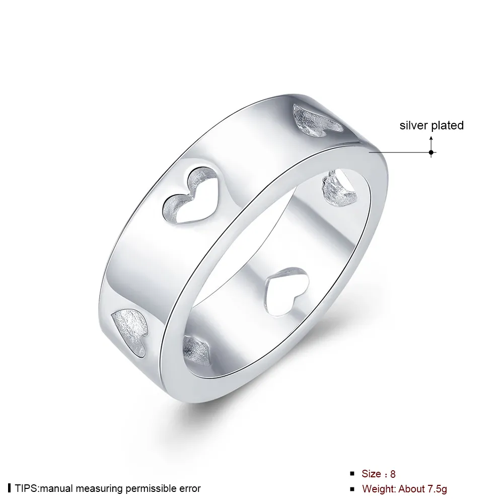 Whole 925 Sterling Silver Plated Fashion Empty heart ring Jewelry LKNSPCR110256m