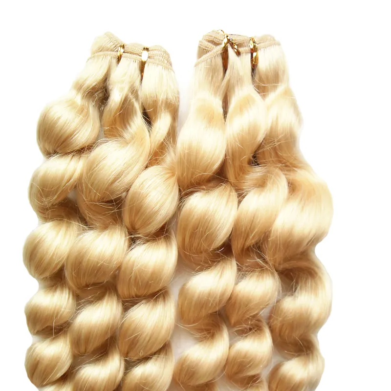 Cheveux humains blonds tisser 613 Bleach blonde brésilienne lâche vague cheveux humains vierges tisser / double qualité de trame, sans rejet, sans enchevêtrement