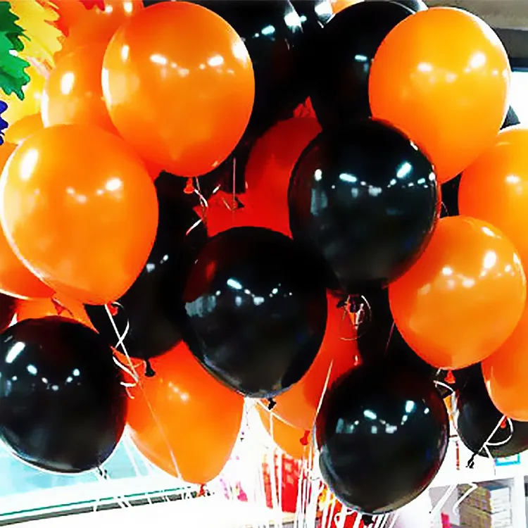 Ballon rond en Latex Orange noir, 100 pièces, décoration de fête d'halloween, de mariage, ballons en perles, décoration d'anniversaire pour la maison, 12 pouces