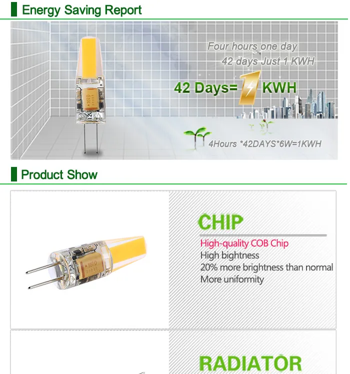 디 밍이 G4 LED 12V AC / DC COB 빛 2W 4W LED 전구 샹들리에 램프 할로겐 조명 / 바꾸기 많은