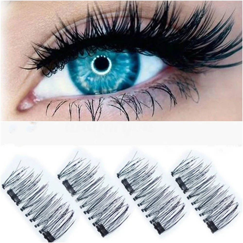 3D Double Magnetic Eyelashes Natural Beauty No Glue Reusable Fake Eye Lashes Extension Handmade