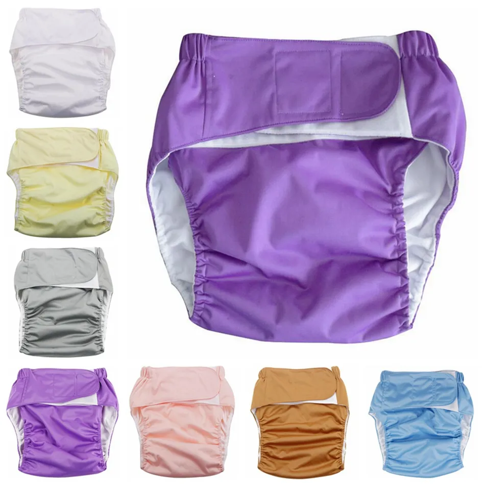 Vuxna Tvätta Blöjor Magic Stick Cloth Diaper Gamla Män Läckeräta Blöjor Byxor Shorts Återanvändbara blöjor 10 färger OOA2637