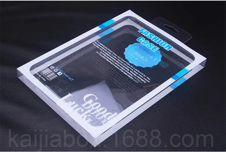 Partihandel Retail Fashion Clear PVC-förpackningsbox för iPad 2 3 4 för 8INCH 10INCH iPadfallsförpackningsbox med hängare