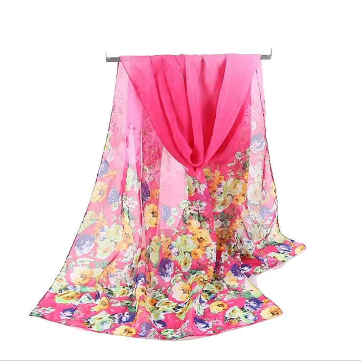 Factory Cheap fashion design butterfly floral printing chiffon scarves women spring and autumn long silk scarves ladies wild shawls warm hij